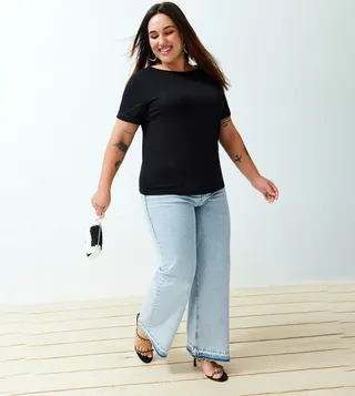Solid Boat Neck T-Shirt