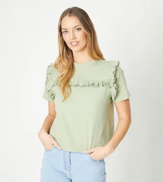 Ruffle Detail Short Sleeves T-Shirt
