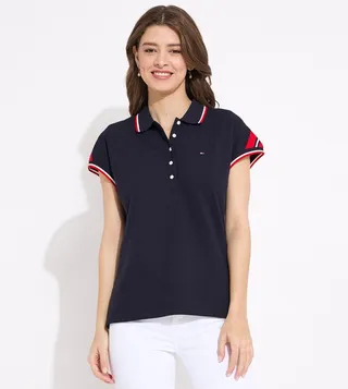 Flag Detail Short Sleeves Polo T-Shirt