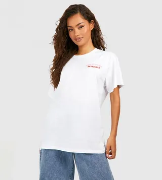 The Future Is Female Pocket Print Cotton Oversized T-Shirt