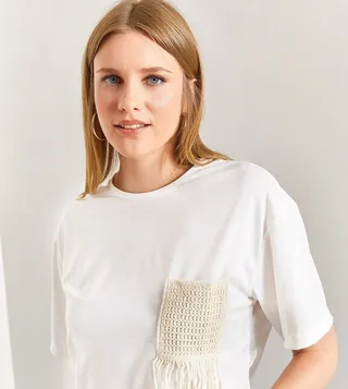 Pocket Tassel Detail Short Sleeves T-Shirt