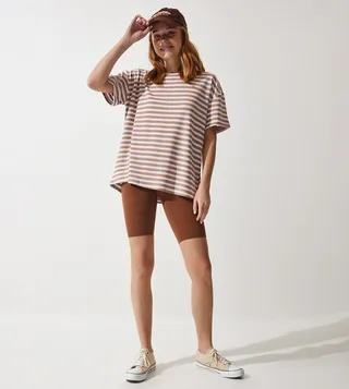 Striped Crew Neck Oversized T-Shirt