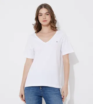 Logo Detailed V-Neck T-Shirt