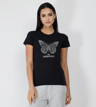 Aero Women Stone Work Regular Fit T-Shirt