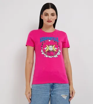 Aero Women Logo Printed Regular Fit T-Shirt