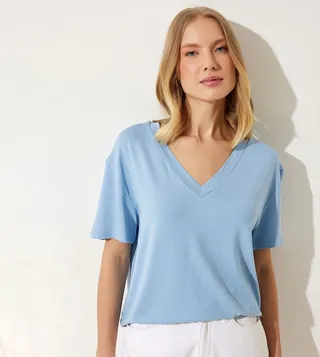 Solid V-Neck T-Shirt