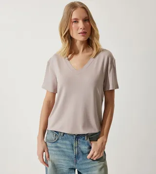 Solid V-Neck T-Shirt