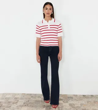Striped Short Sleeves Polo T-Shirt