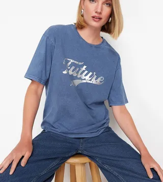 Printed Short Sleeves Relaxed Fit T-Shirt