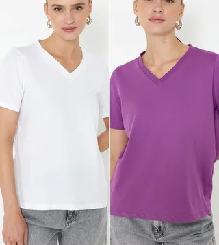 Pack of 2 Solid V-Neck T-Shirts