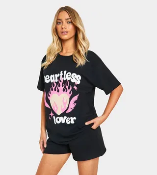 Heartless Lover Print Oversized T-Shirt