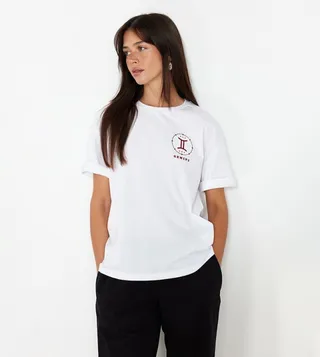 Zodiac Sign Embroidered Short Sleeves T-Shirt