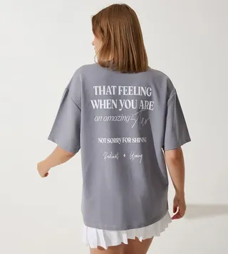 Printed Back Oversized T-Shirt