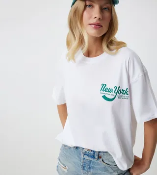 Printed Short Sleeves Oversized T-Shirt