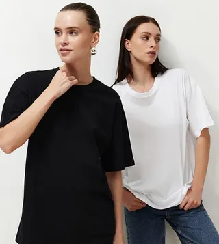 Pack of 2 Cotton Oversized Crew Neck T-Shirt