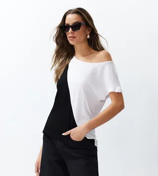 Color Block Boat Neck T-Shirt