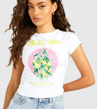 Lemons Printed Cap Sleeves Baby T-Shirt