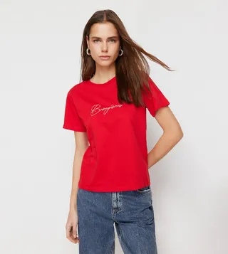 Embroidered Crew Neck T-Shirt