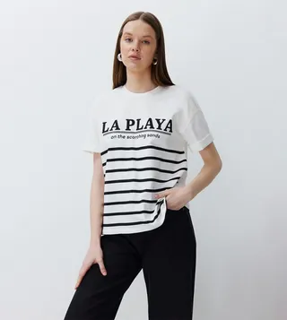 Striped Oversized Crew Neck T-Shirt