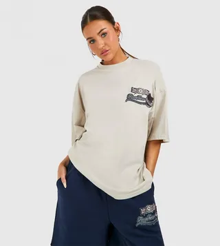 Motocross Appliqued Badge Oversized T-Shirt