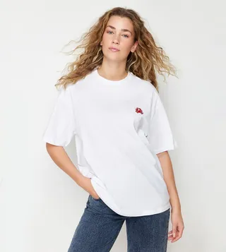 Embroidered Oversized Crew Neck T-Shirt
