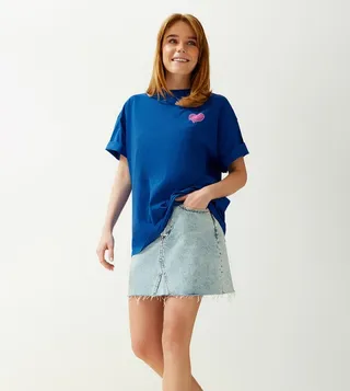 Embossed Short Sleeves Oversized T-Shirt
