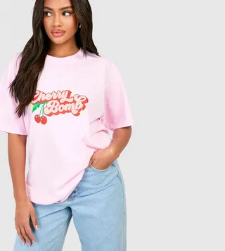 Cherry Bomb Printed Oversized T-Shirt