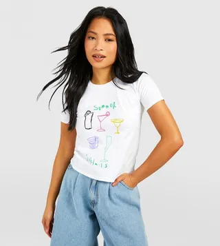 Petite Summer Cocktails Crop T-Shirt