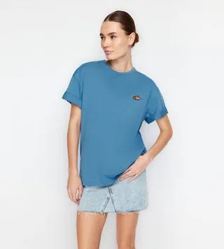 Embroidered Oversized Crew Neck T-Shirt