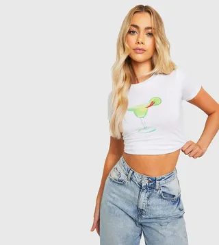 Spicy Margarita Print Crop T-Shirt