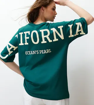 Back Print Short Sleeves Oversized T-Shirt