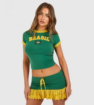 Brazil Printed Cropped Baby T-Shirt