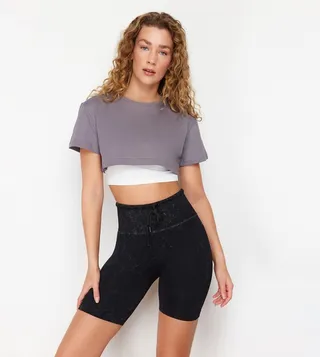 2-Layer Reflective Crop Active T-Shirt