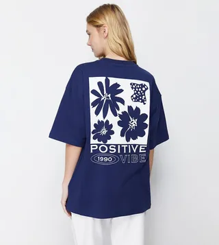 Back Print Short Sleeves Oversized T-Shirt