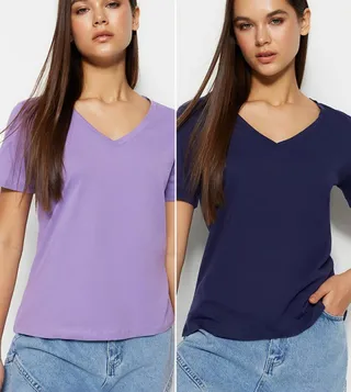 2 Pack Solid V-Neck T-Shirts