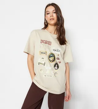 Printed Short Sleeves Boyfriend Fit T-Shirt