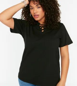 Collar Detailed Casual T-Shirt