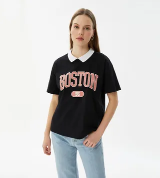 Printed Semi-Fitted Knitted T-Shirt