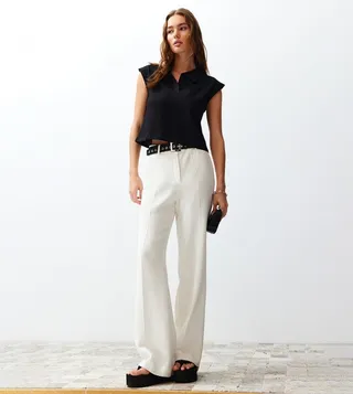 Solid Crop Polo T-Shirt