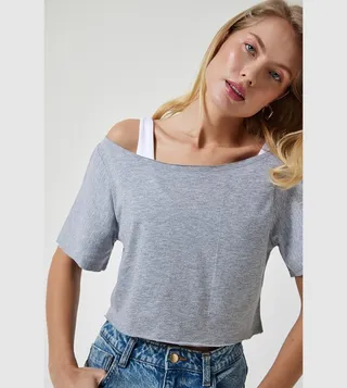 Boat Neck Crop T-Shirt