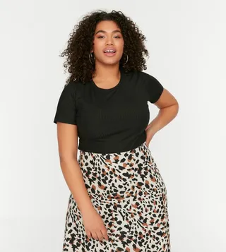 Crew Neck Crop Casual T-Shirt