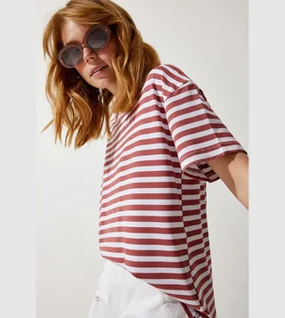 Striped Crew Neck Oversized T-Shirt