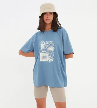 Printed Boyfriend Knitted T-Shirt
