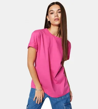 Solid Crew Neck Boyfriend Fit T-Shirt