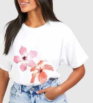 Flower Print Oversized T-Shirt