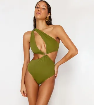 Accessorized Halterneck Swimsuit