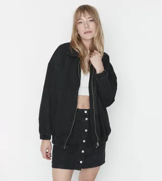 Solid Oversized Denim Jacket