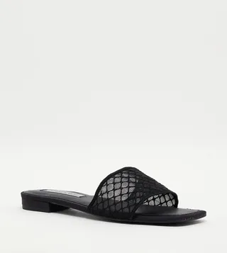 Mesh & Grosgrain Flat Sandals