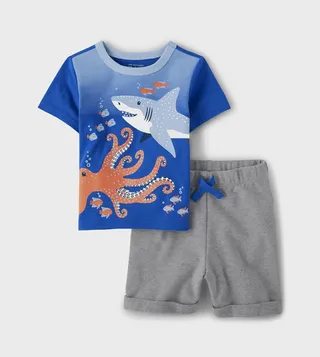 Ocean Theme Printed Clothing Set