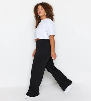 Knitted Elastic Waist Baggy Trousers